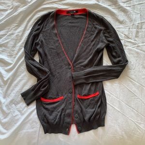 Forever21 Gray Cardigan with Red Lining